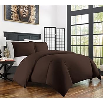 Zen Bamboo Ultra Soft 3-Piece Rayon Derived From Bamboo Duvet Cover Set - Hypoallergenic and Wrinkle Resistant - Full/Queen - Brown
