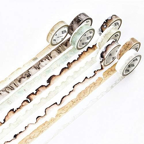 QTYYLJ 8pcs 1.5cm*7m Vintage Paper edge garnish washi tape DIY decoration scrapbooking planner masking tape adhesive tape kawaii stationery