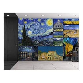 Peel and Stick Wallpapaer - Famous Paintings Collage by Vincent Van Gogh | Removable Large Wall Mural Creative Wall Decal - 66x96 inches
