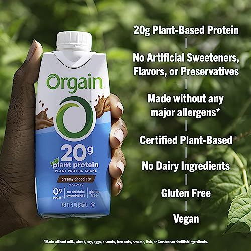 Orgain Vegan Protein Shake, Creamy Chocolate 20g Plant Based Protein