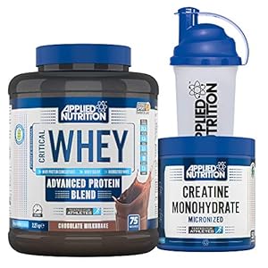 Applied Nutrition Bundle Critical Whey Protein Powder 2.27kg + Creatine Monohydrate 250g + 700ml Shaker | Gold Standard Muscle Building with Glutamine, Amino Acids, BCAA (Chocolate Milkshake)