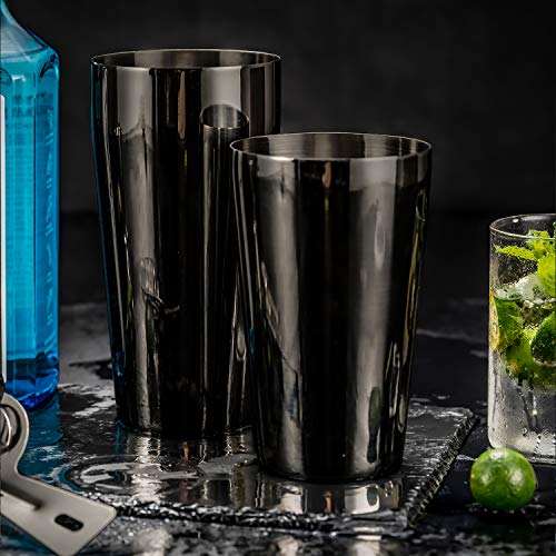 Soing Black Cocktail Shaker Boston Shaker Set,Stainless Steel Bartender