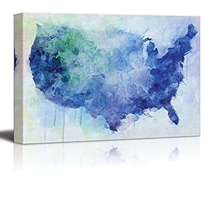 Blue and Green Watercolor Map of The United...