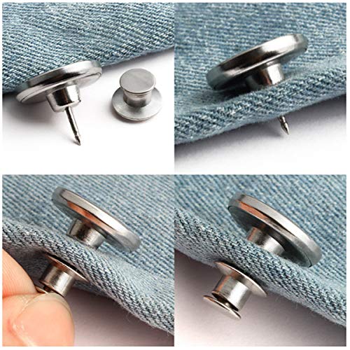 Button Pins for Jean,8Pcs Jean Button Replacement No Sew Instant Buttons for Crafts Easy to Remove and Adjust 17mm
