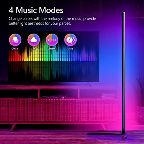 LED RGB Corner Floor Lamp: Bedee 16 Million Color Changing Floor Lamps with Remote,Smart App Control with DIY Music Sync Mode, Floor Lamp Light for Entertainment,TV and Living Room Bedrooms Decoration