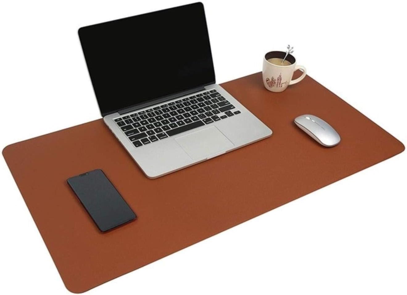 Multifunctional Office Desk Pad, 40 * 80cm Ultra Thin Waterproof PU Leather Mouse Pad, Dual Use Desk Writing Mat for Office/Home,Dark Brown