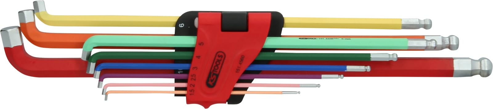KS Tools 151.4560 Ball Ended Hexagon Key Wrench Set, 108° Angled, 9 pcs.