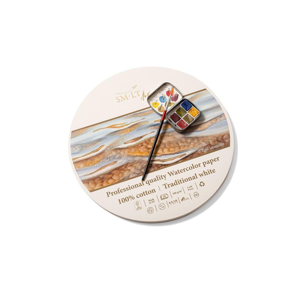 SM.LT Round Watercolour Pad Pack of 20 Sheets - 305mm - 300gsm