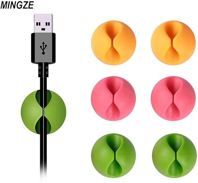 MINGZE Clips de cable de 10 piezas, clips de cable duraderos, para sus cables, organizador de computadora de escritorio y computadora, eléctrico, de carga o mouse, cable USB (color aleatorio)