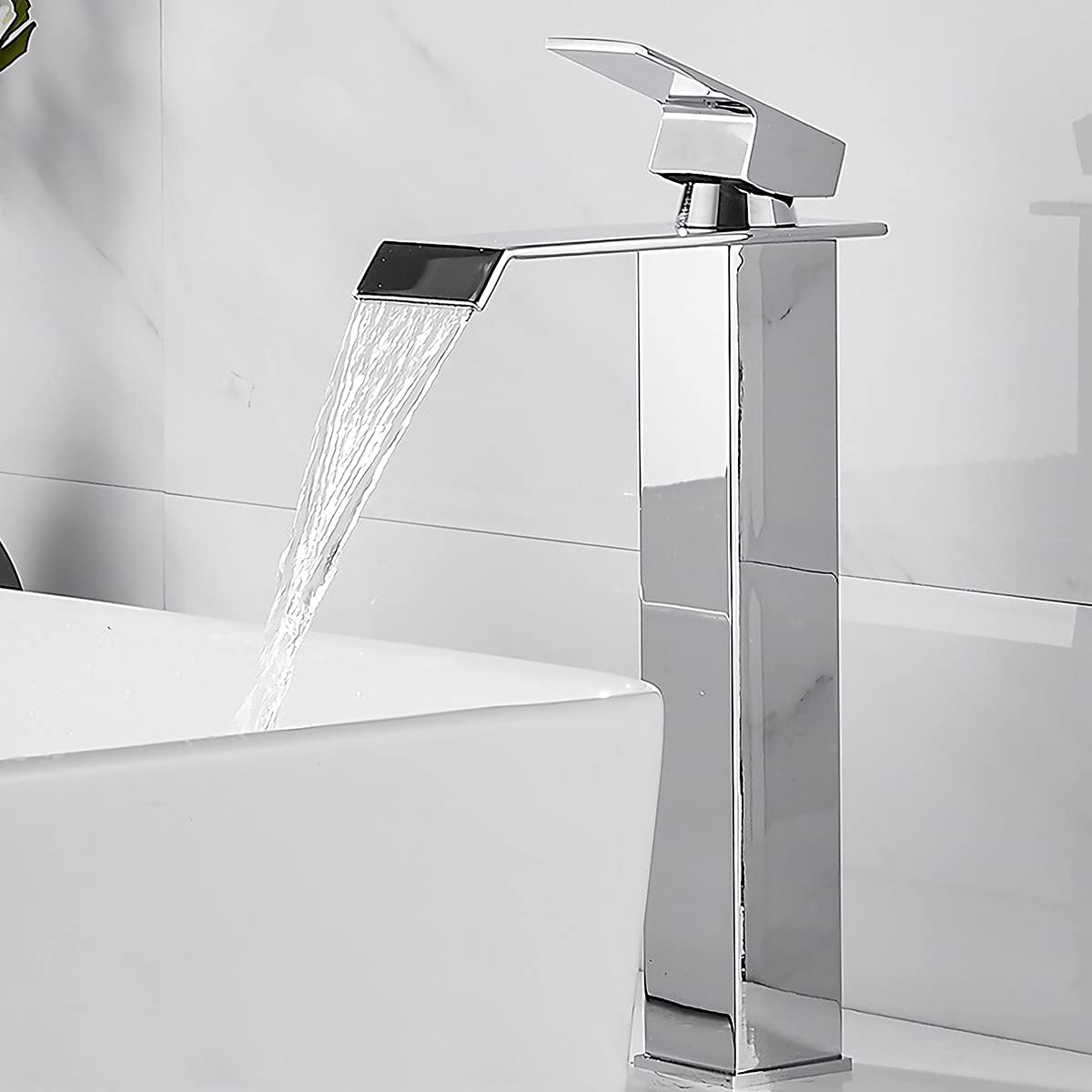 Dolinvo-Grifo-de-Lavabo-Cascada-Alto-Griferia-Monomando-de-Bano-Cromado-Plateado-304-Acero-Inoxidable-Resistente-a Dolinvo-Grifo-de-Lavabo-Cascada-Alto-Griferia-Monomando-de-Bano-Cromado-Plateado-304-Acero-Inoxidable-Resistente-a