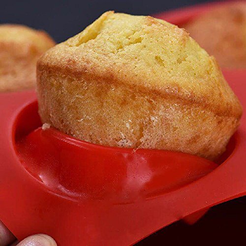 Aokinle Silicone 6 Cup Muffin Pan Non Stick Baking Mold Tray,Cupcakes Bakeware BPA Free,Cake Baking Tools - Thumbnail 4