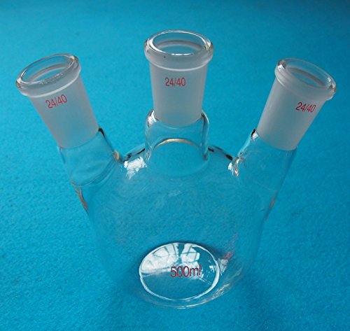 Deschem 500ml,3-Neck,24/40,Flat Bottom Glass Flask,Three Necks,Laboratory Boiling Bottle