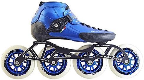 Luigino Strut Blue Boot, Striker 4x110 13.2" Frame, Matrix Blue 110mm Wheel, Abec 7 Bearing, Inline Speed Skate