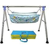 Multipro Indian Style Ghodiyu Born Baby Sleep Swing Cradle, Blue