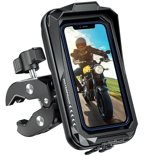 BTNEEU Waterproof Motorcycle Mobile Phone Holder Anti-Vibration Mobile Phone Holder for Scooter with Touch Screen 360° Rotation for 4.7-7.0 Inch Smartphone