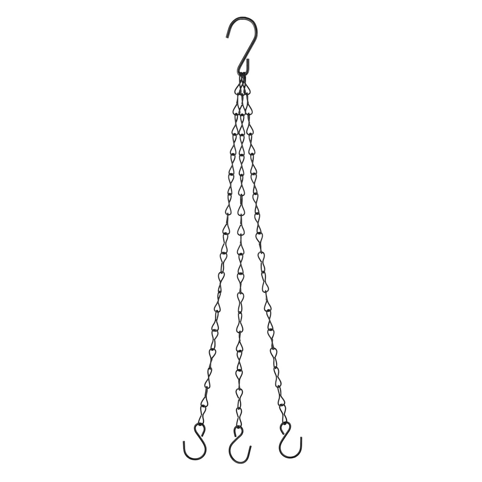 YOKIVE Hanging Chains, 3 Point Holder Adjustable Extension Chains with 2 Size S Hook, Great for Flower Pots, Plant Basket, Lantern (Black, 12.99-Inch)