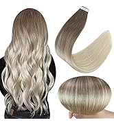 Full Shine Remy Tape in Hair Extensions Human Hair 14 Inch Human Hair Extensions Tape in 8 Ash Br...