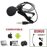 Pop Voice Lavalier Lapel Microphone Clip-on Omnidirectional Condenser Mic with Phone Adapter, PC DSLR Conversion Cable 2 Wind Muffs and 2 Lapel Clips