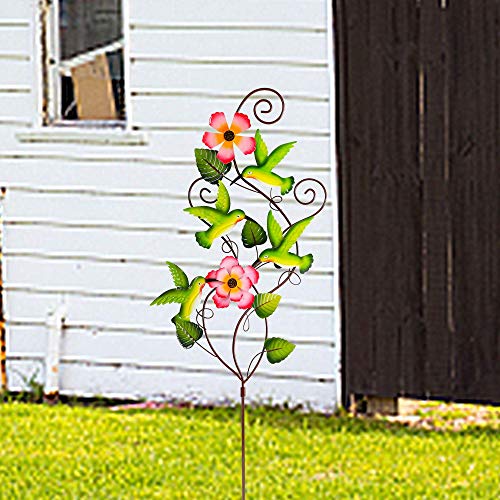 Zcaukya Metal Yard Stake Spring Decoration, 37.4 Inch Hummingbird Metal Garden Art Decoration Indoor Outdoor for Lawn… - Image 3