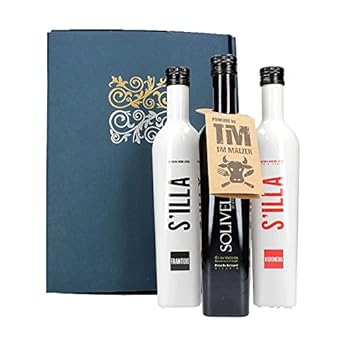 Geschenkbox Solivellas Olivenöle, 1 x S`ILLA Koroneiki 500 ml, 1 x S´ILLA Frantoio 500 ml, 1 x Oli di Mallorca 500 ml