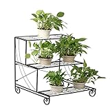 Topeakmart 3-Tier Metal Flower Stand Plant Stand w/Step Design Shelving System Rack, Black