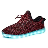 [NEW SIZE VERSION] LeoVera Men's & Women's LED Shoes Luminous Flashing Sneakers LVYZ86-Red-43