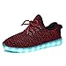 LeoVera Unisex LED Shoes USB Charging Flashing Sneakers Light Up Shoes for Women Men LVYZ005-Red-43