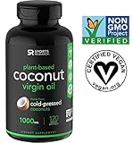 Organic Coconut Oil 1000mg; The Only Vegetarian and Vegan safe Coconut Oil Capsule Available; Non-GMO & Gluten Free - 120 Veggie Softgels; Made In USA