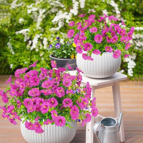TINA Artificial Flowers Like Real 9 Bundles Artificial Flowers Balcony Plants Outdoor Weatherproof Fake Bouquet UV-Resistant Spring Decoration Fake Flowers Decoration Spring for Indoor Outdoor Balcony