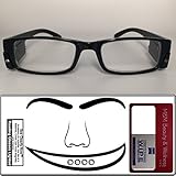 Reading Glasses Lighted - See Clearly Now Kit(TM) with Extra Set of 4 Batteries, Zeiss Pre-Moistened Lens Cloth, and Credit Card Sized Magnifier - Corrective LED Readers with Lights Provide Hands Free Illumination - Available in 1.50, 2.00, and 2.50 Magnification Power Factor (2.0)