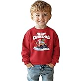 HoieMoieKa Toddler Christmas Sweatshirt for Girls Boys 2-8T, Merry Xmas Santa, Kids Long Sleeve Holiday Pullover Tops