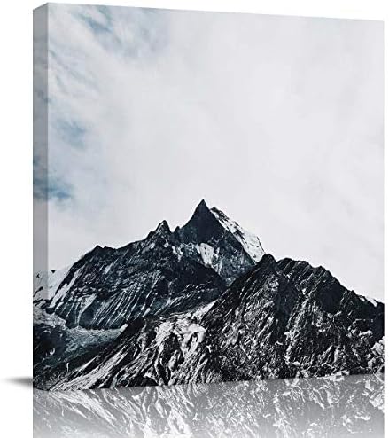 Miss Sweetheart Canvas Wall Art - White Snow On Mount Everest Canvas Artwork Prints Contemporary Wall Art Decor for Home Living Room Bedroom Decoration Office Wall Decor Framed Ready to Hang 16X16In