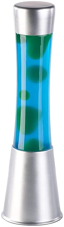 Lunartec Lava-Leuchten: Lavalampe mit blauer Flüssigkeit und grünem Wachs, Glas und Aluminium (Dekorationsleuchte)