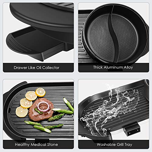 SEAAN Electric Grill Indoor Hot Pot Multifunctional, Indoor Teppanyaki