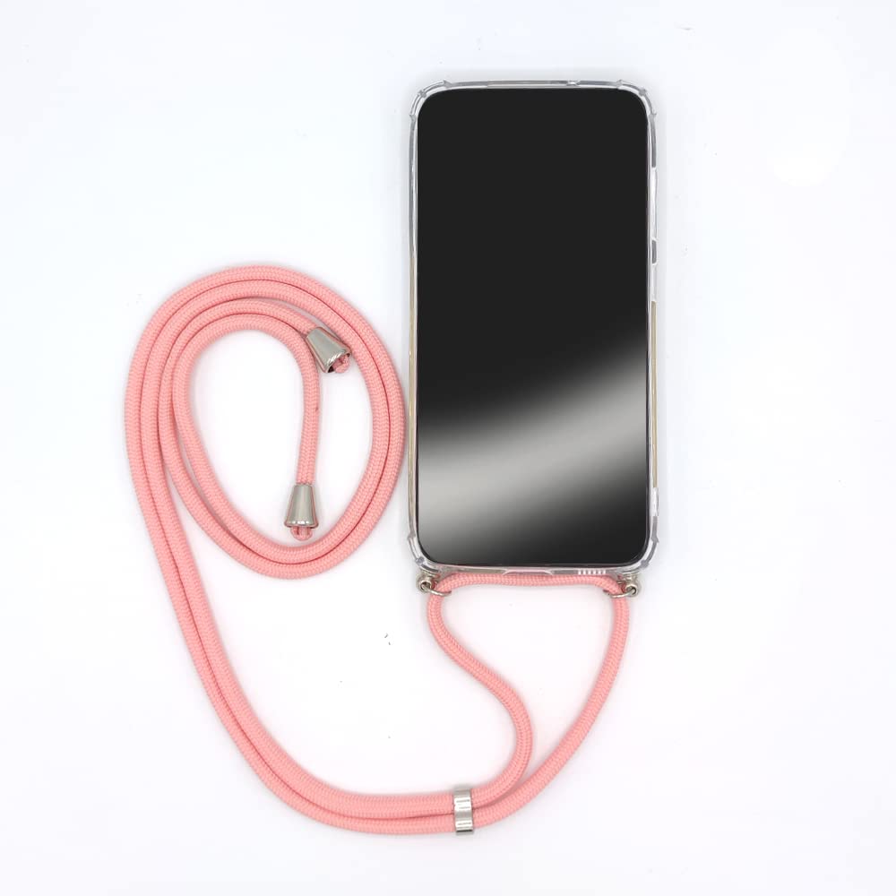 Transparent Case for Vivo Y11S / Y20S with Lanyard/Phone Strap/Pink Cord