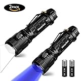 Morpilot 1Pcs UV Flashlight 1Pcs Tactical Flashlight, 2Pcs Mini Handheld Flashlight Set, Pet Dog Urine Detector Ultra Violet Flashlight, 5 Light Modes 400LM Flashlight with Strobe SOS