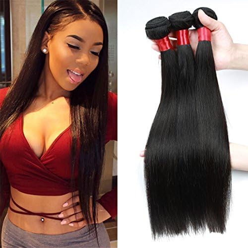 FORRES HAIR Brazilian Straight Remy Human Hair Bundles Natural Black 8a Virgin Unprocessed Brazilian Human Hair Extensions 3 Bundles Human Hair Weave Weft 14 14 14 Inch