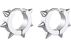 ChainsHouse Stud Earrings for Men Women,316L Stainless Steel/14K Gold/Black Plated Metal, Punk Hypoallergenic Surgical Huggie Hoop Earrings Mens Jewelry Piercing Hoop Earrings