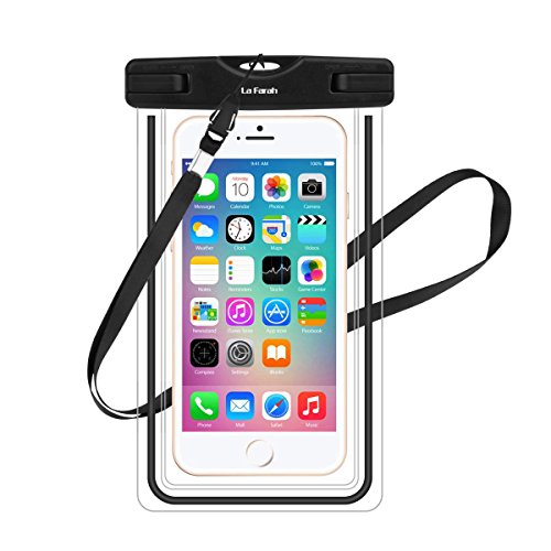 La Farah Waterproof Phone Pouch, Waterproof Phone Bag With Lanyard For Kayaking Skiing Sledding Boating Surfing For iPhone 8 8 Plus 7 7 Plus 6 6S Plus SE Samsung Galaxy S9 S8 S7 S6 Moto G4 G5-Black