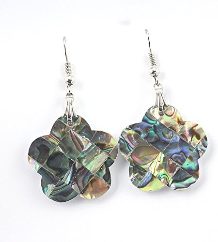 BEST FINISH ABOLENE SHELL FASHION JEWELRY .925 SILVER PLATED EARRINGS S24493 2.5 inches