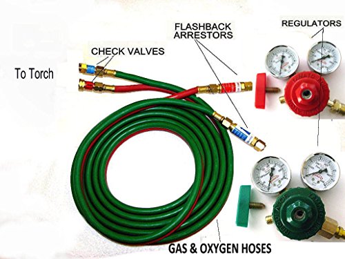 Devardi Glass Lampworking Oxygen/Propane Torch Regulator, Hose Kit, 2