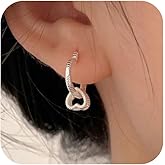 LOVPEPY 925 Sterling Silver Heart Hoop Earrings for Women Double Heart Drop Earrings to Daughter Mother Hypoallergenic Minimalist Love Huggie Earring Birthday Valentine's Day Jewelry Gifts for Her