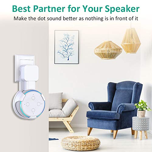 Bovon Outlet Wall Mount Hanger Holder Stand for Echo Dot 3rd Generation, Best Space-Saving Dot Accessories with Cord Management for Your Smart Home Speaker Without Mess Wires or Screws - Thumbnail 5