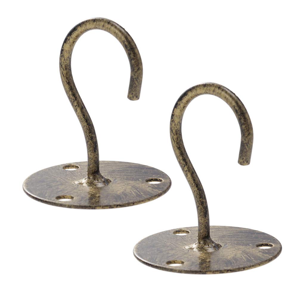 Yardwe 2PCS Heavy Duty Wall Mount Ceiling Hook for Hanging Plants Screw in Ceiling Hook for Hanging Bird Feeders,Lanterns,Wind Chimes,Planters,Outdoor Decoration Hooks (Bronze)