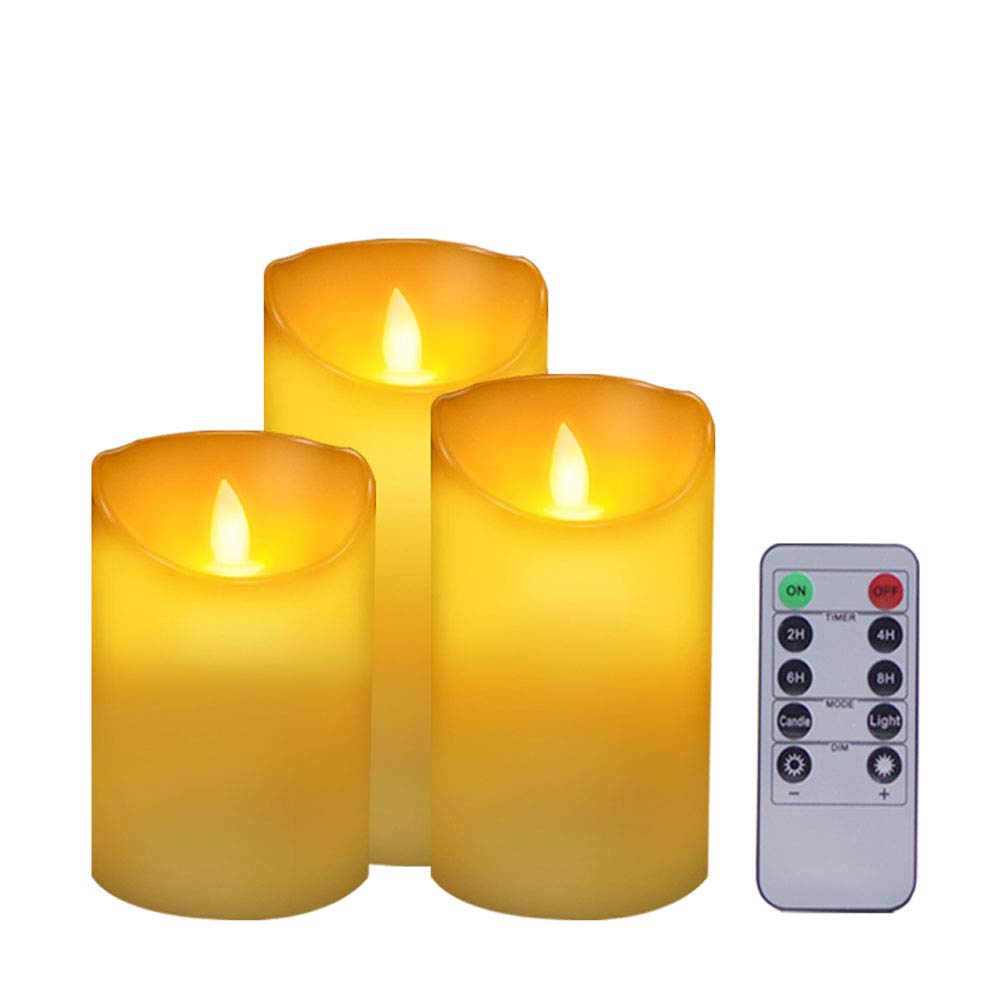 Flickering Flameless Candles Battery Operated Candles, Set of 3(H4\