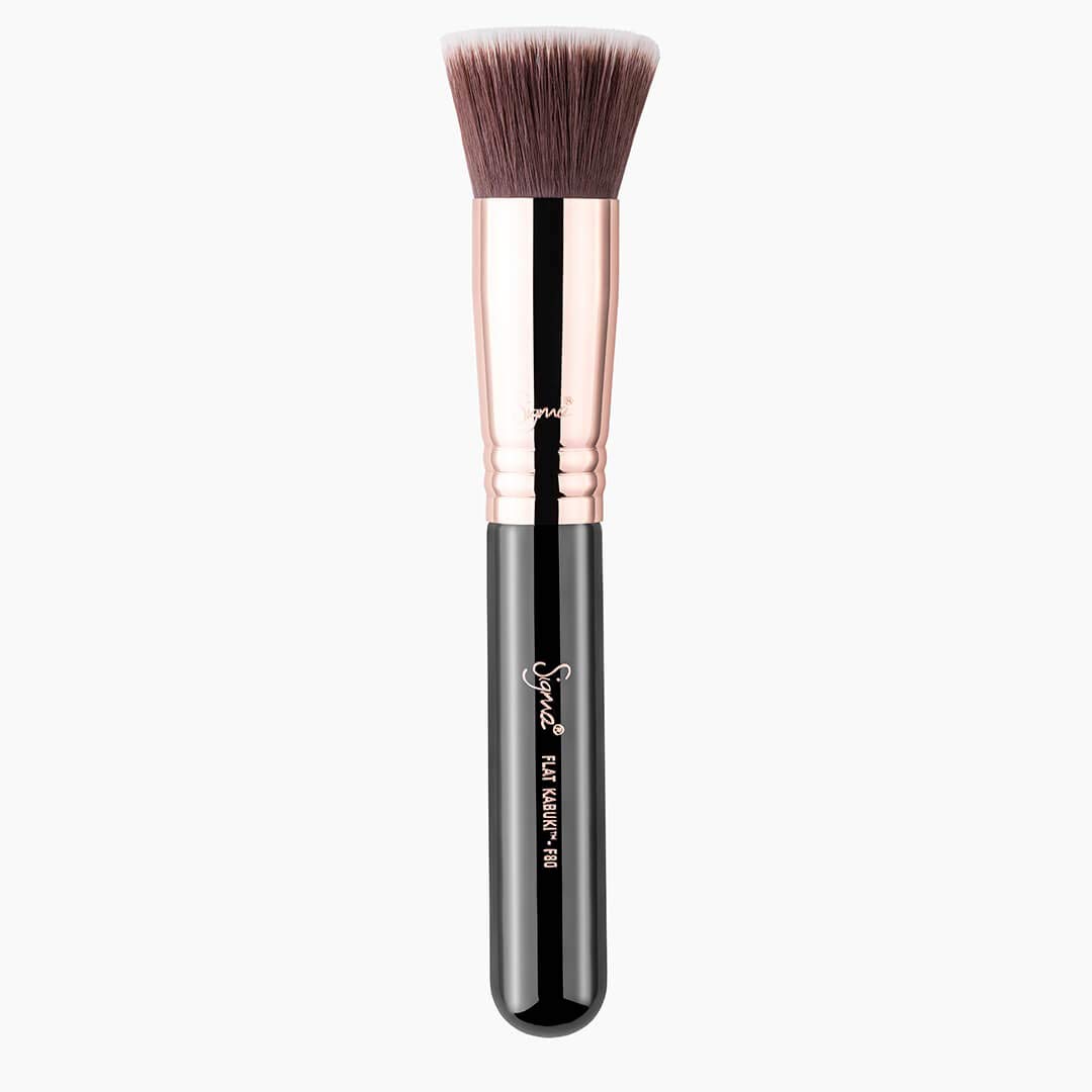 Sigma Beauty Professional F80 Flat Kabuki Highlighter Makeup Brush with Sigmax fibers for Buffing and Blending Liquid, Cream or Powders - Copper: Beauty