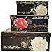 ALEF Elegant Decorative Themed Nesting Gift Boxes -3 Boxes- Nesting Boxes Beautifully Themed and Decorated - Perfect for Gifts or Simple Decoration Around The House! (Black & Gold Flower)
