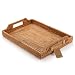 Hand-Woven Rattan Rectangular Serving Tray with Handles for Breakfast, Drinks, Snack for Coffee Table (17x11.4inches, Natural)