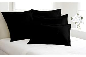 Kotton Culture Set of 2 Pillow Shams Set 100% Egyptian Cotton 600 Thread Count Premium Bedding (Queen/Full, Black)