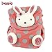 Hessie Little Girls Boys Safety Harness Backpack, Canvas Travel/School/Preschool Mini Bag, Kids Animal Rucksack with Anti-lost Belt, Pink Bunny Backpack - Orange Bunny